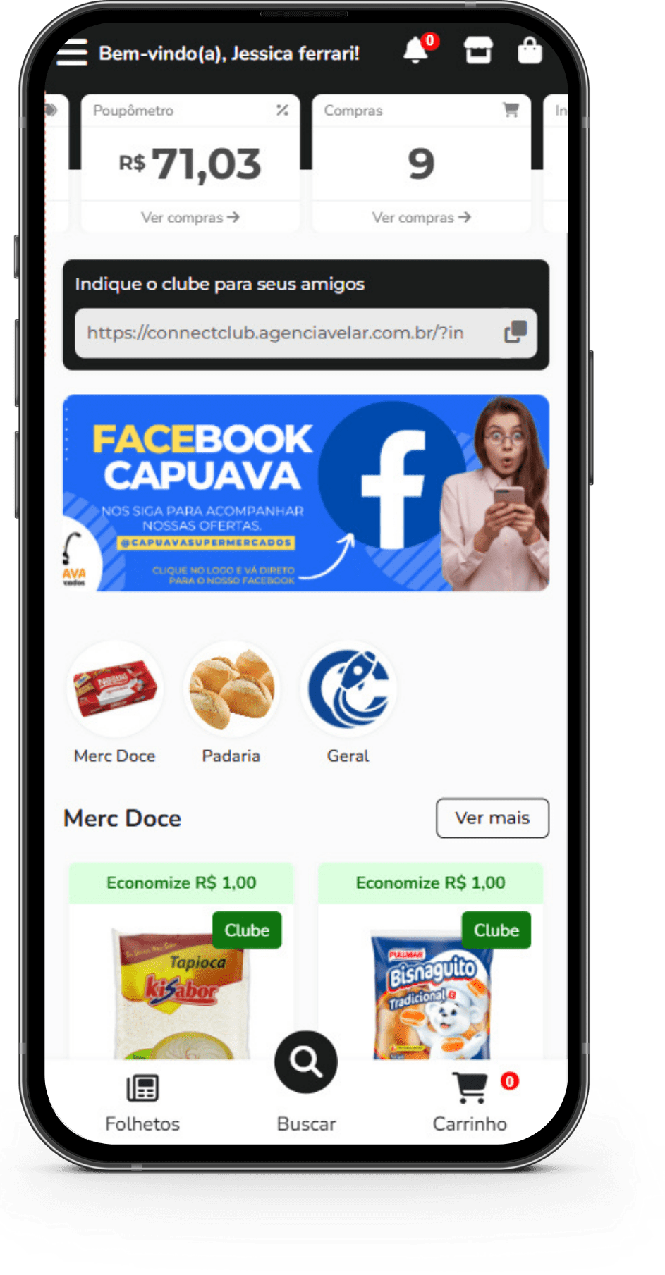 Mockup do painel administrativo Connect Club